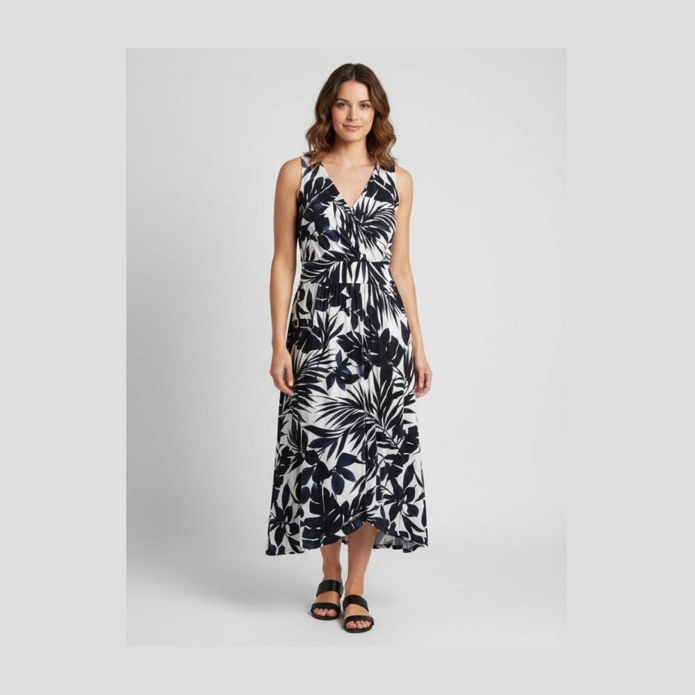 Land's End Sleevless Floral Maxi Dress Summer Vacation